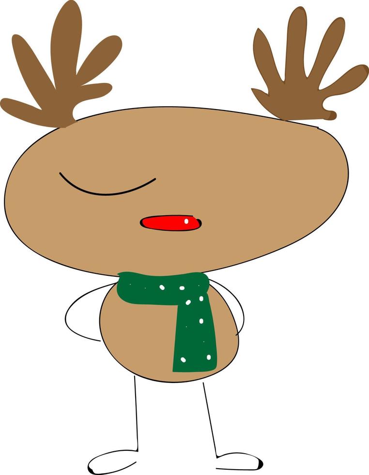 Drawing of a reindeer, vector or color illustration.