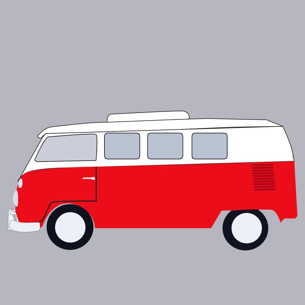 Mini bus, illustration, vector on white background.