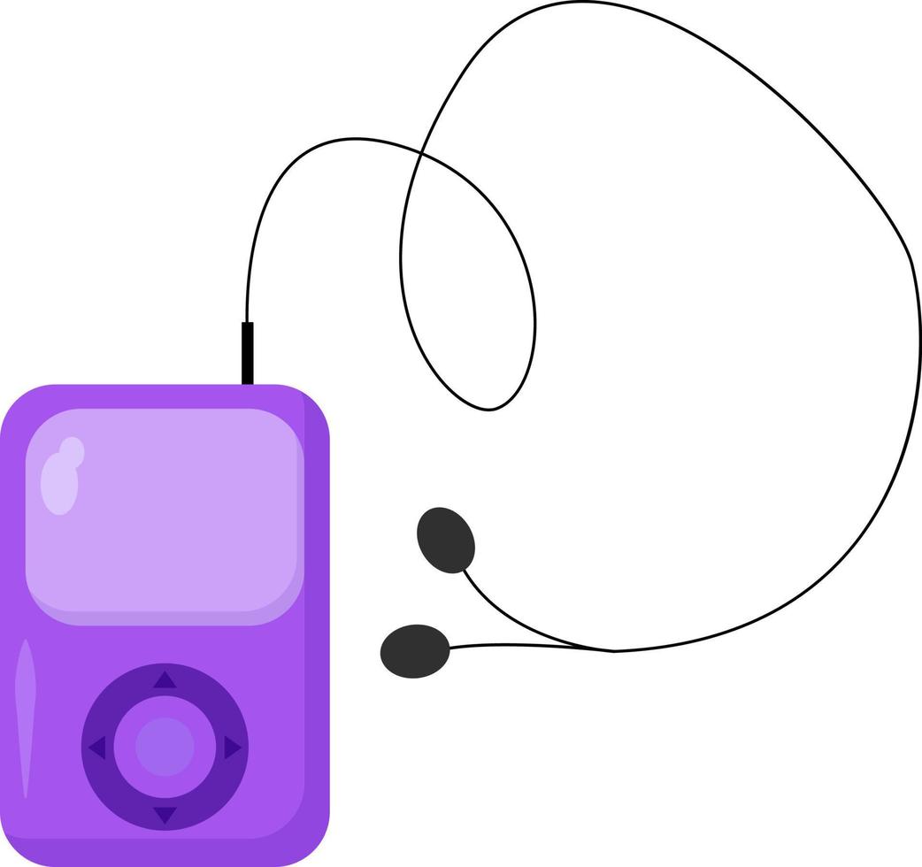 Purple mp3 player, illustration, vector on white background.