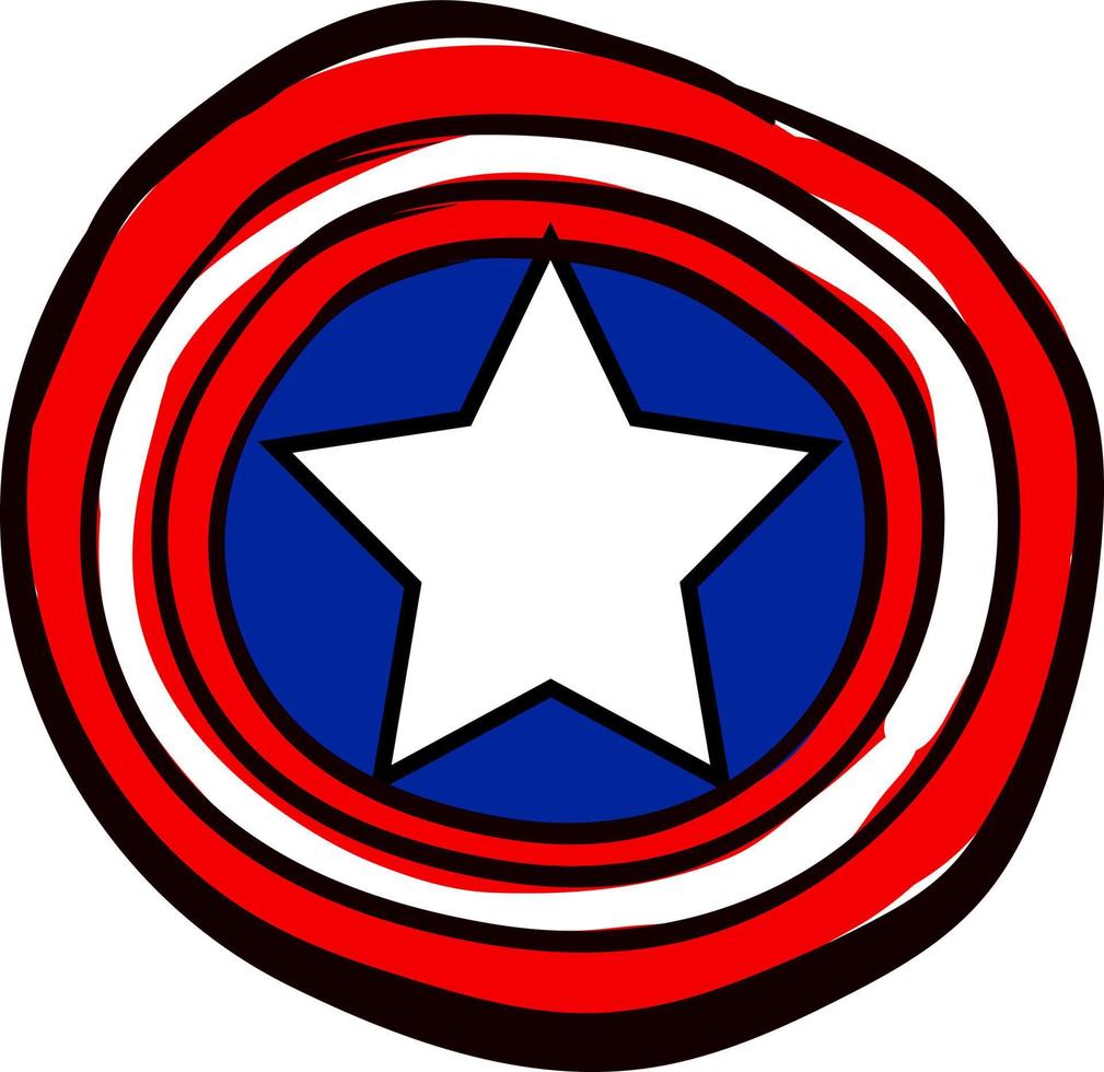 Captain America shield, illustration, vector on white background.