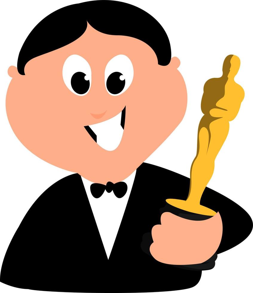 Oscar winner, illustration, vector on white background.