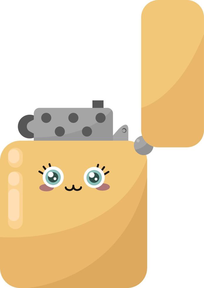 Yellow zippo, illustration, vector on white background