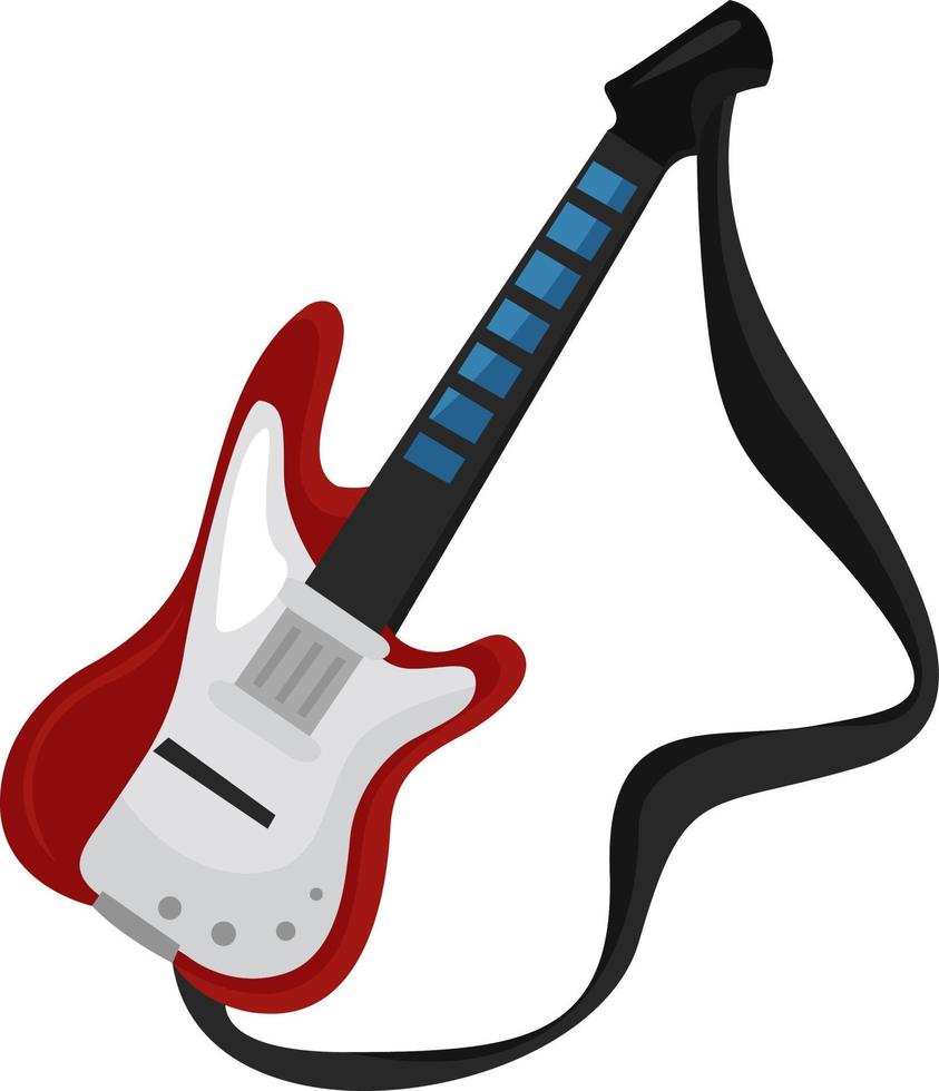 Electric guitar, illustration, vector on white background.