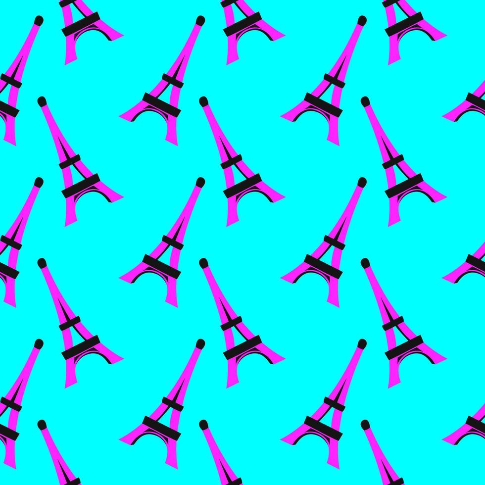 Small eiffel tower , seamless pattern on a light blue background. vector