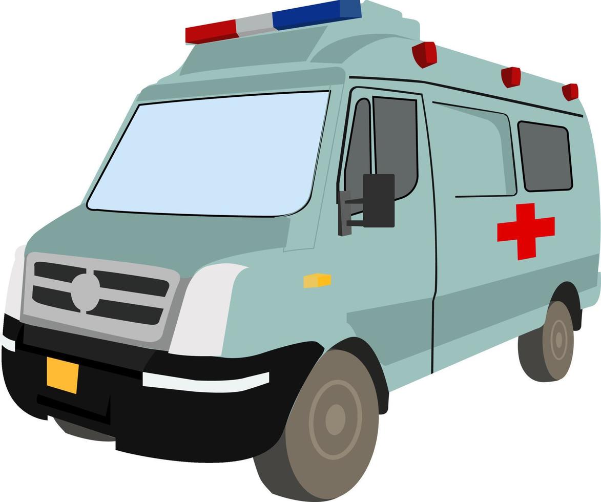 Ambulance blue van, illustration, vector on white background