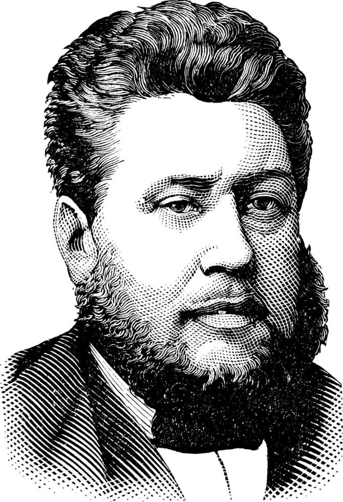 Rdo. charles haddon spurgeon, ilustración vintage vector