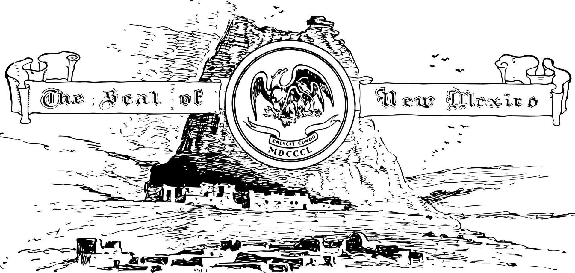 The United States seal of New Mexico, vintage illustration vector