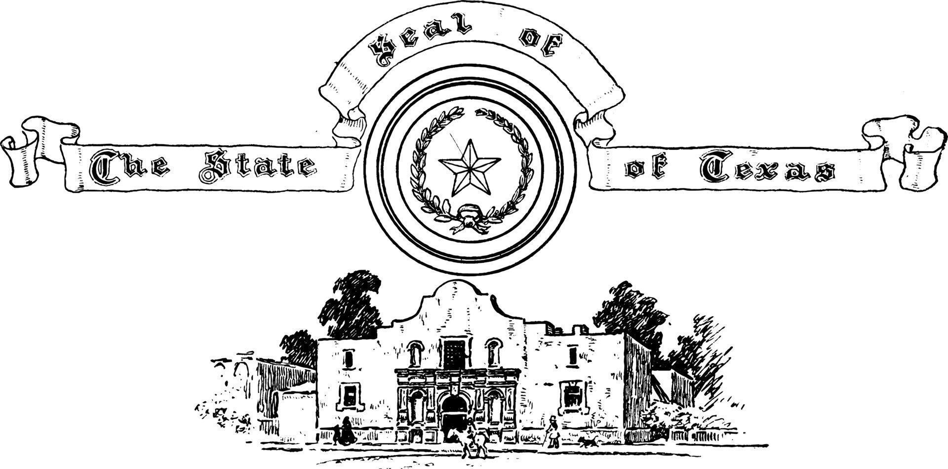 The United States seal of Texas, vintage illustration vector