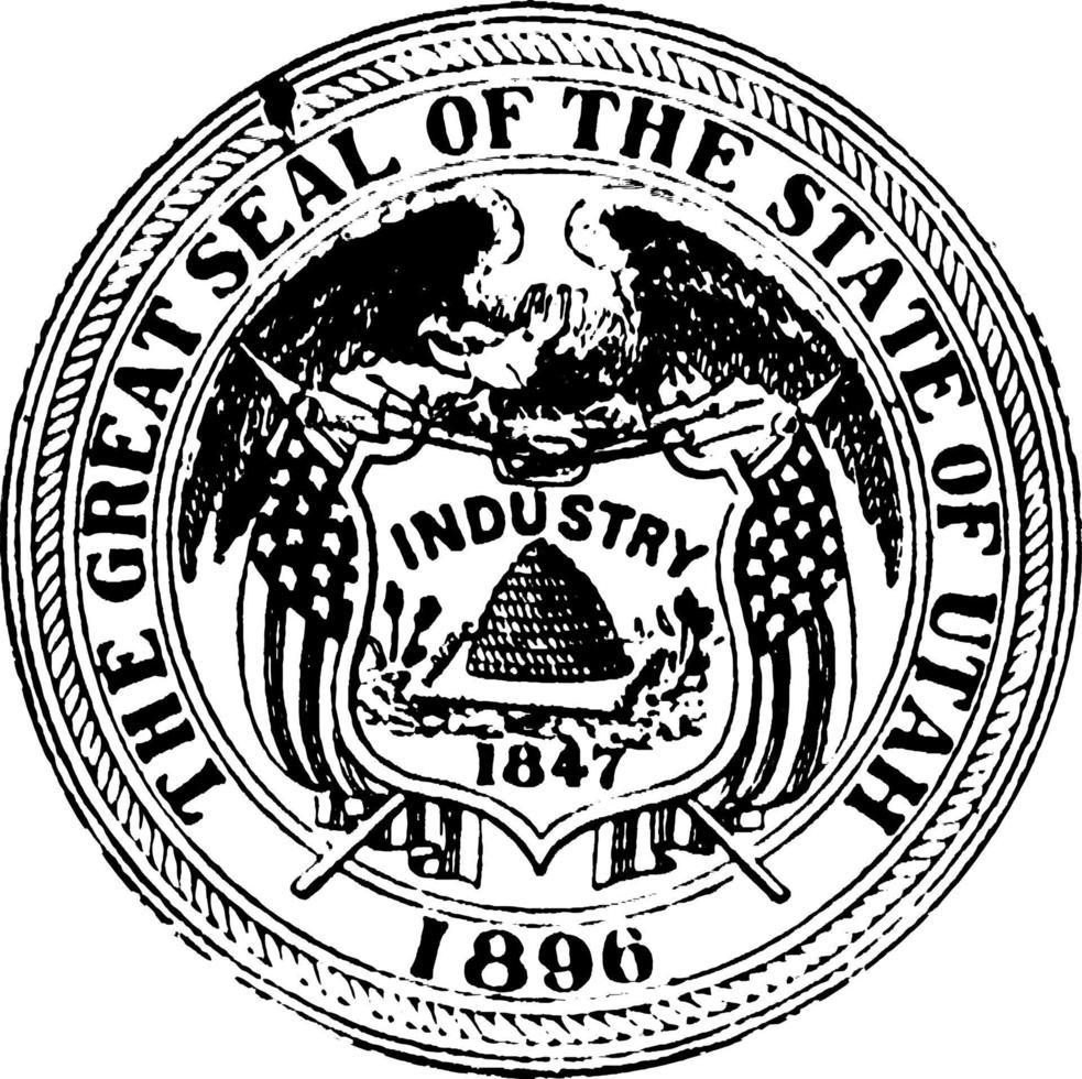 Seal of the state of Utah, 1904, vintage illustration vector