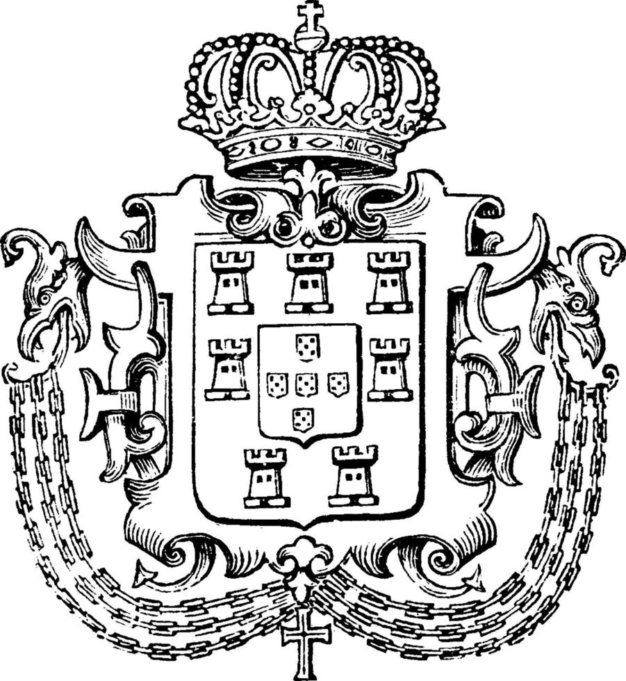 el gran sello de portugal, ilustración vintage vector