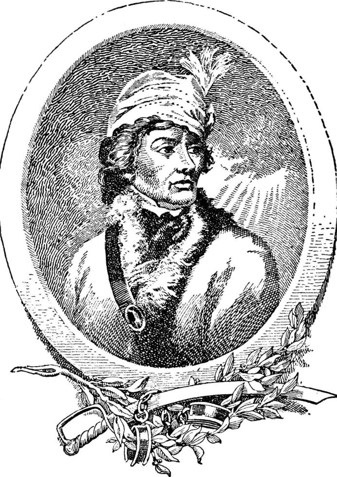 tadeusz kosciuszko, ilustración antigua. vector