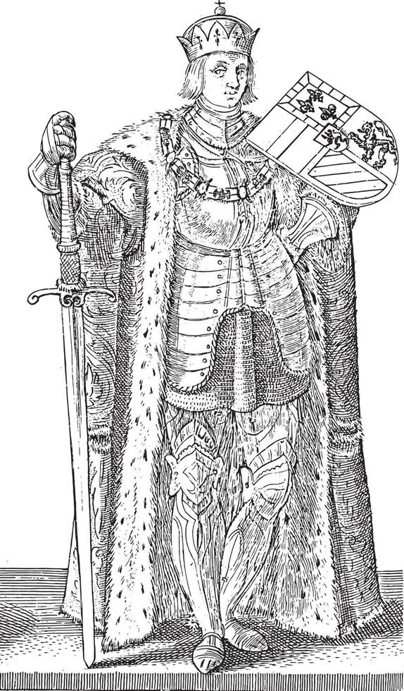 Philip the Fair, Hendrick Goltzius, after Willem Thibaut, vintage illustration. vector