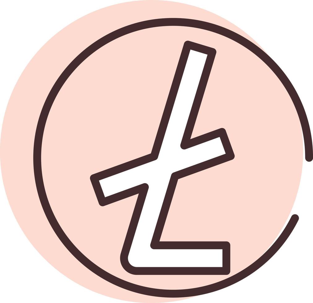 Blockchain litecoin, icon, vector on white background.