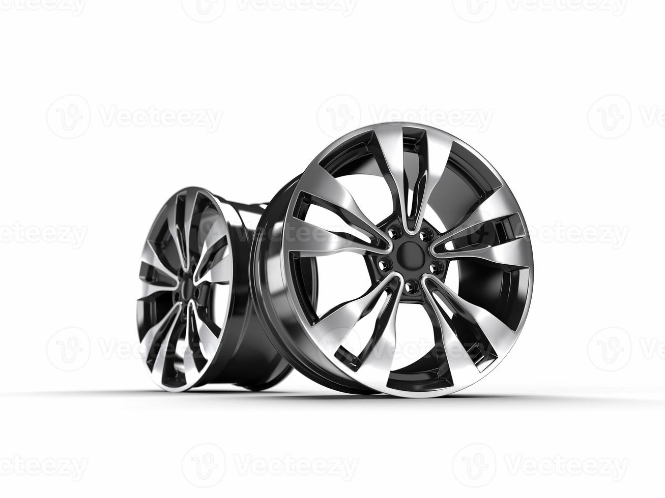 car wheels isolated on a white background. 3D rendering illustration. photo