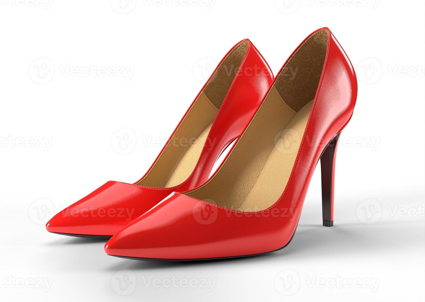 Red high heel women shoes isolated on white background. 3D rendering illustration. photo