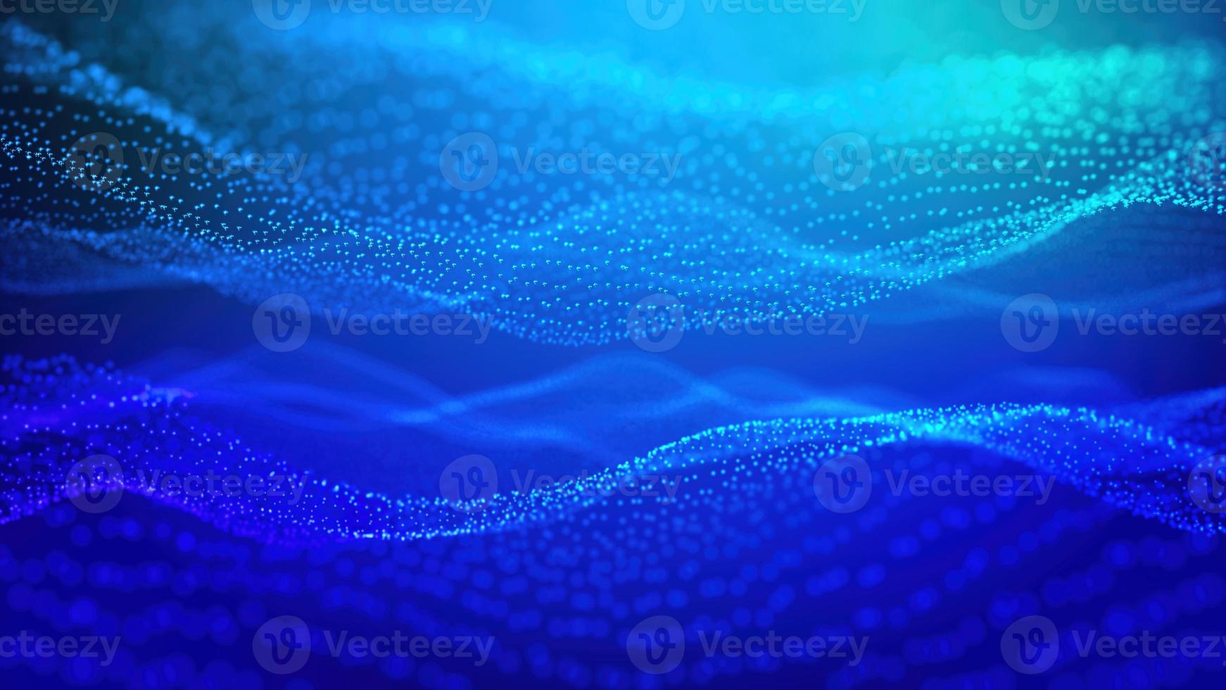 Digital blue color wave particles and light with bokeh, Cyberspace and technology digital connection abstract background concept. 3D rendering illustration. photo