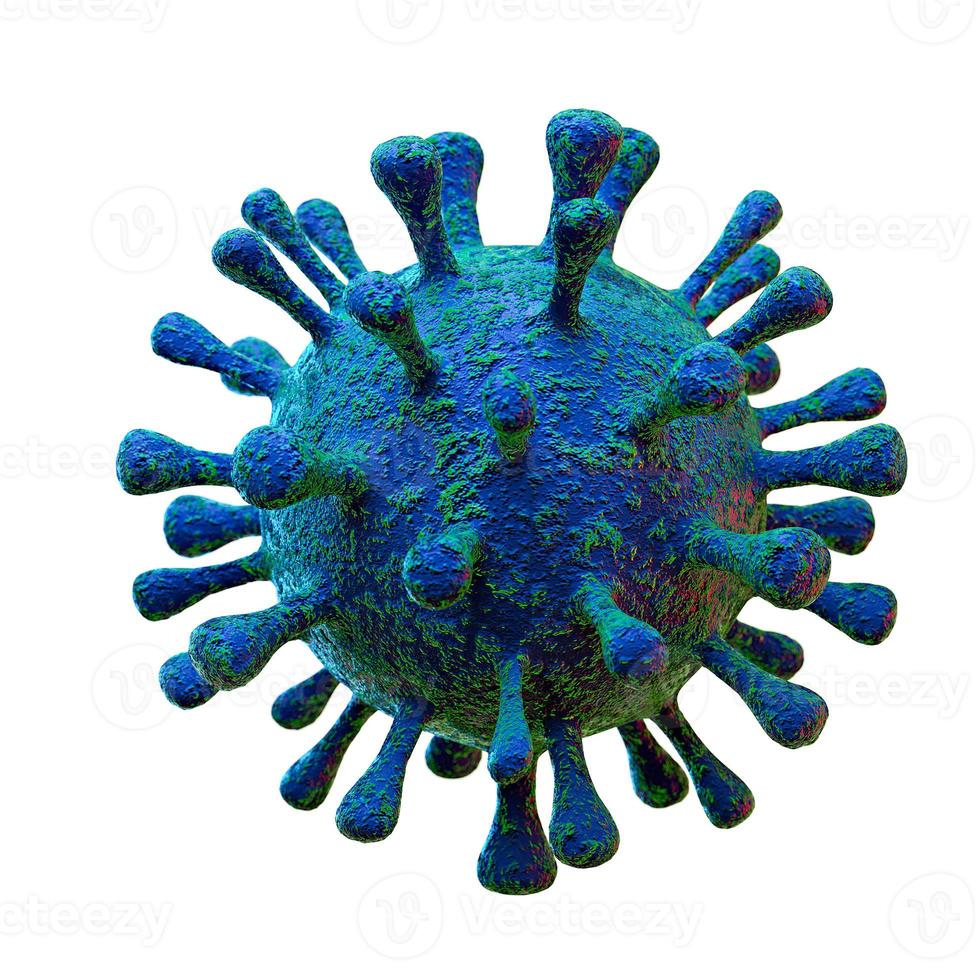 3D illustration of human virus, bacteria close-up, isolated on white background. 3D rendering illustration. photo