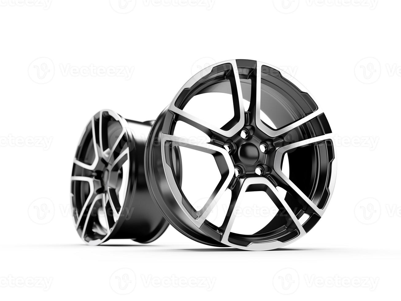 Car Alloy Rim isolated on white background. 3D rendering illustration. photo