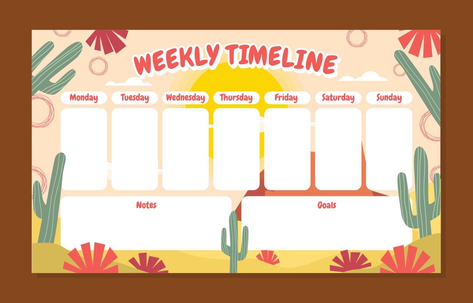 diseño de plantilla de línea de tiempo semanal vector