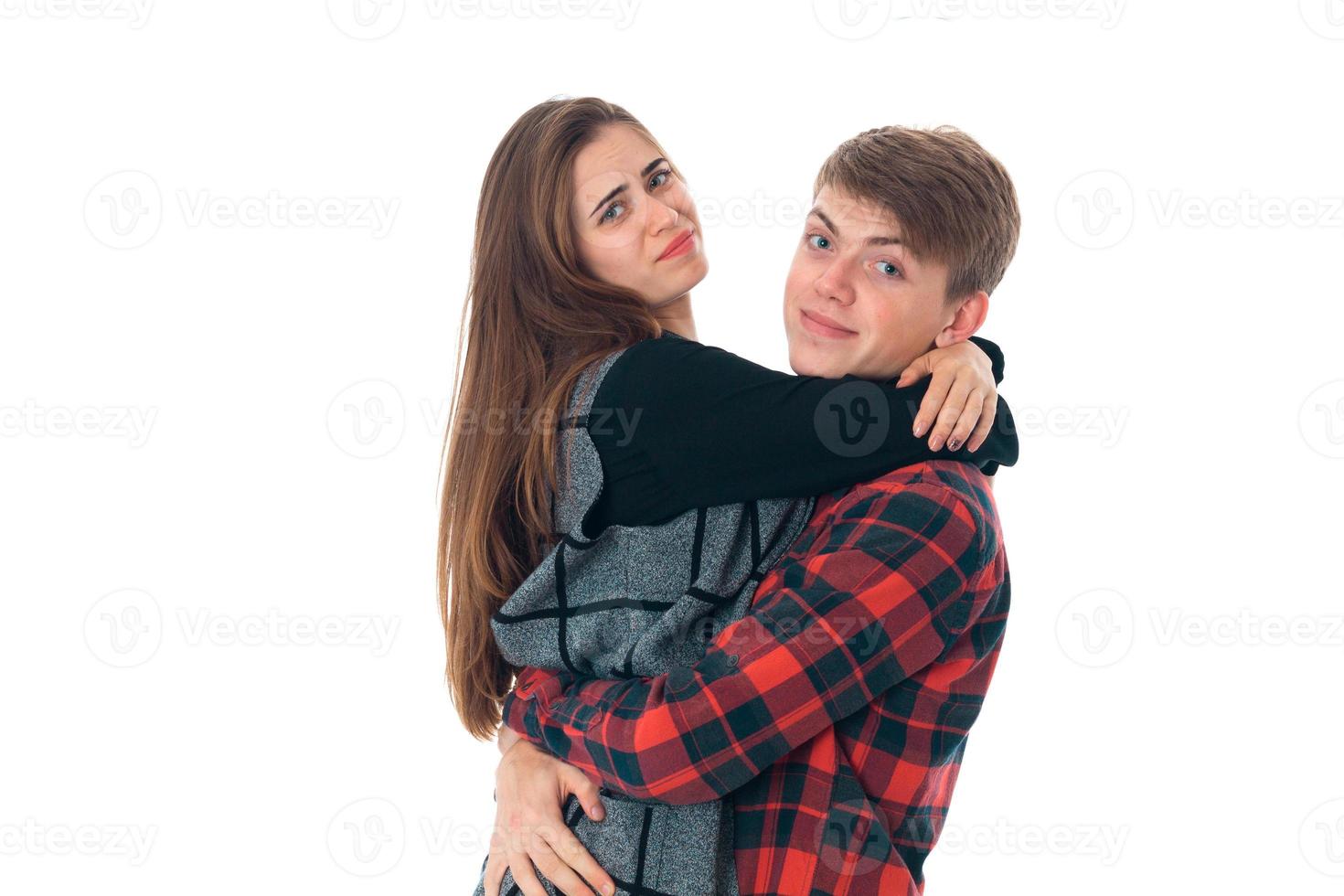 stylish couple in love in studio photo