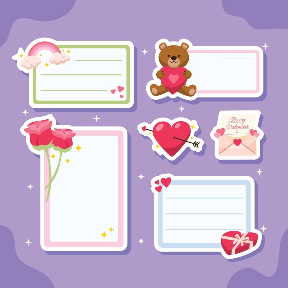 Valentine Sticker Set Journal Template vector