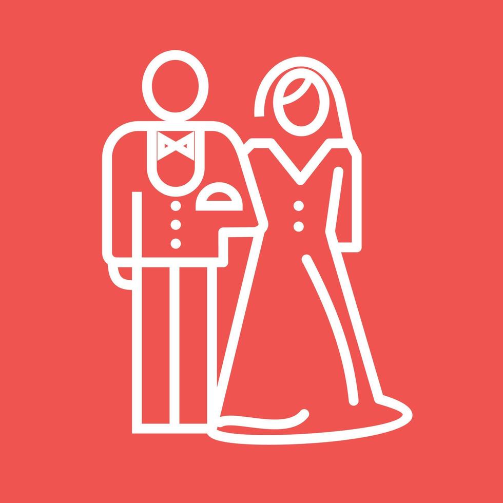 icono de fondo de color de línea de novia y novio vector