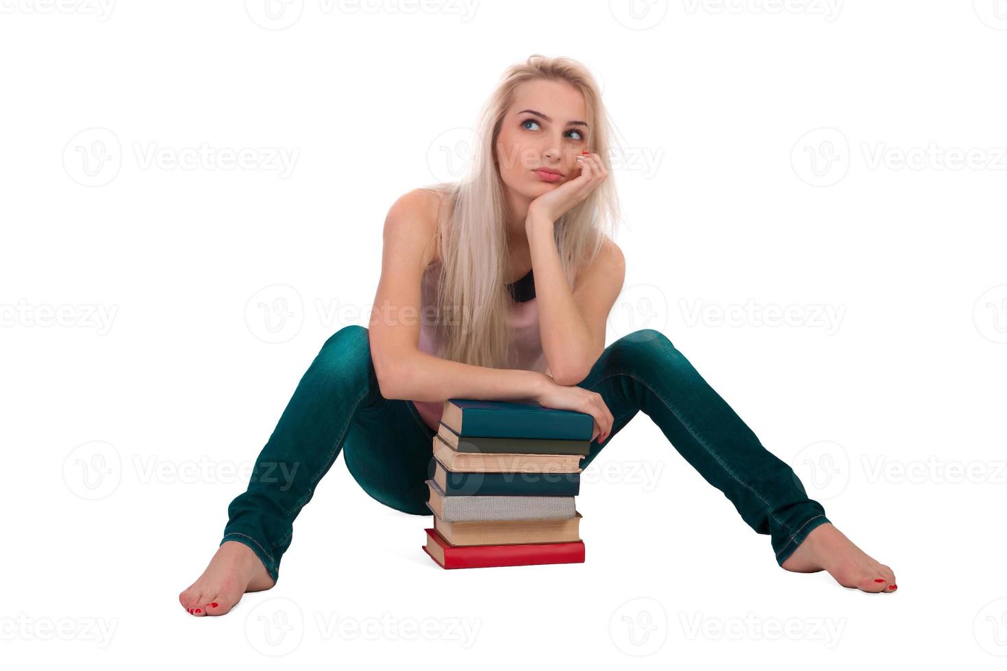 la chica con libros foto