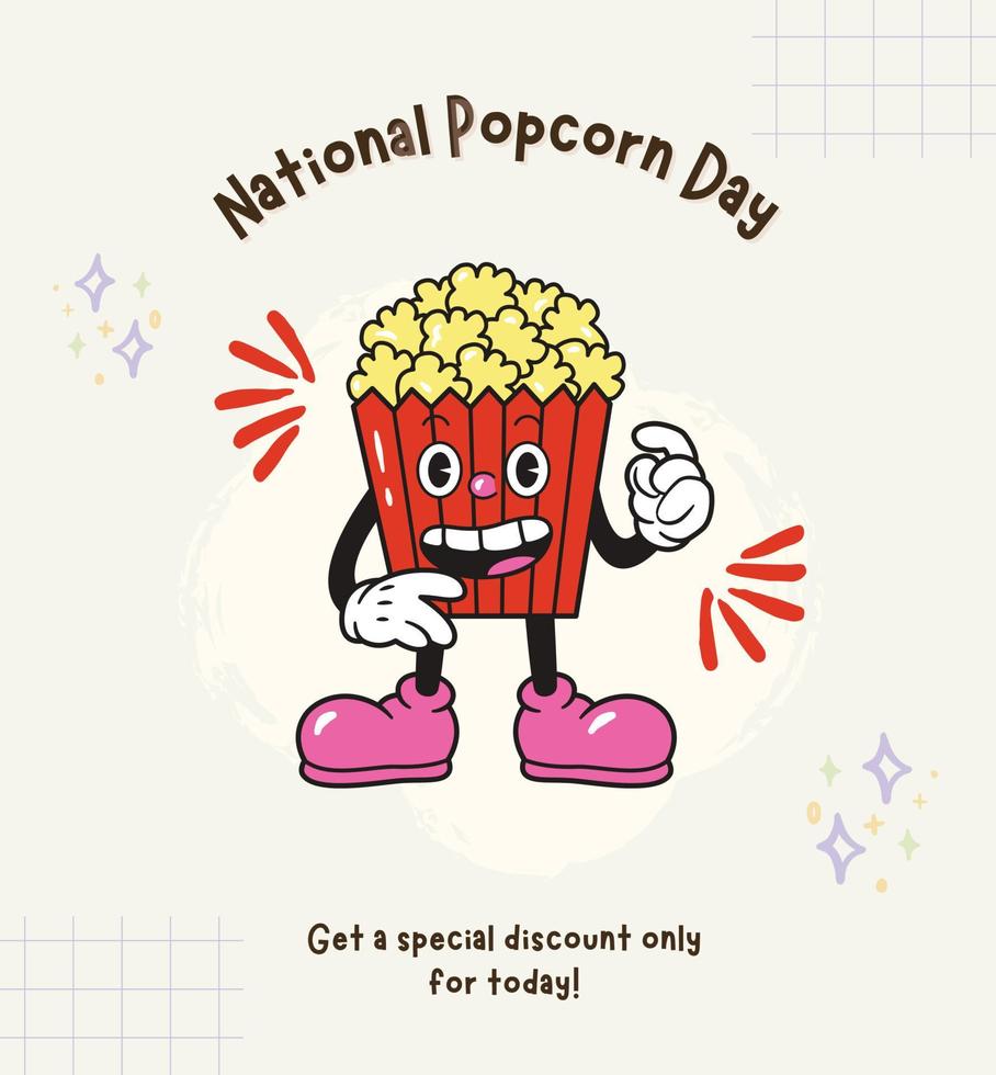National Popcorn Day, With Pastel Minimalist Abstract Nationa Popcorn Day Vector Illustration. January 19