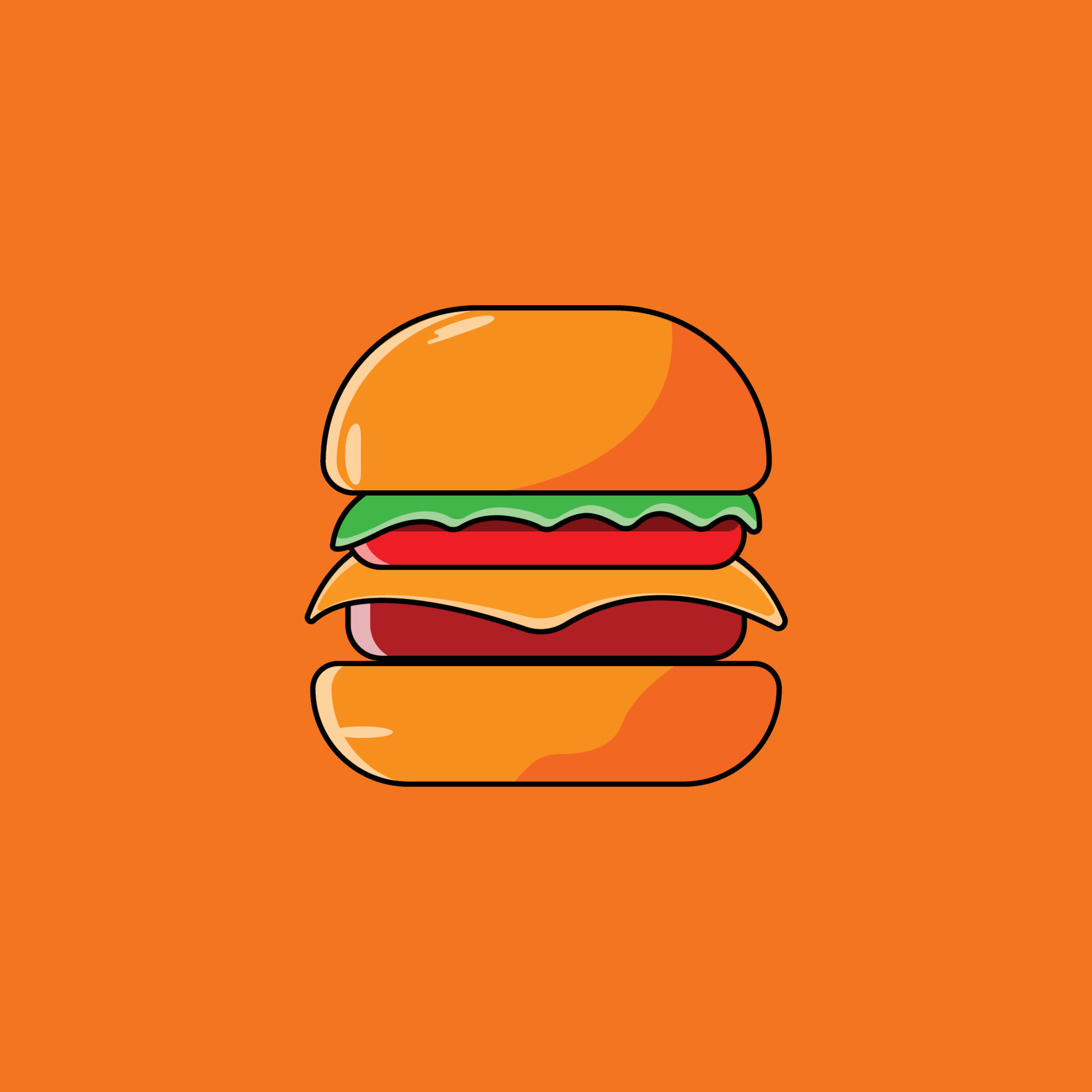 Cute adorable cartoon fast food burger character illustration vector