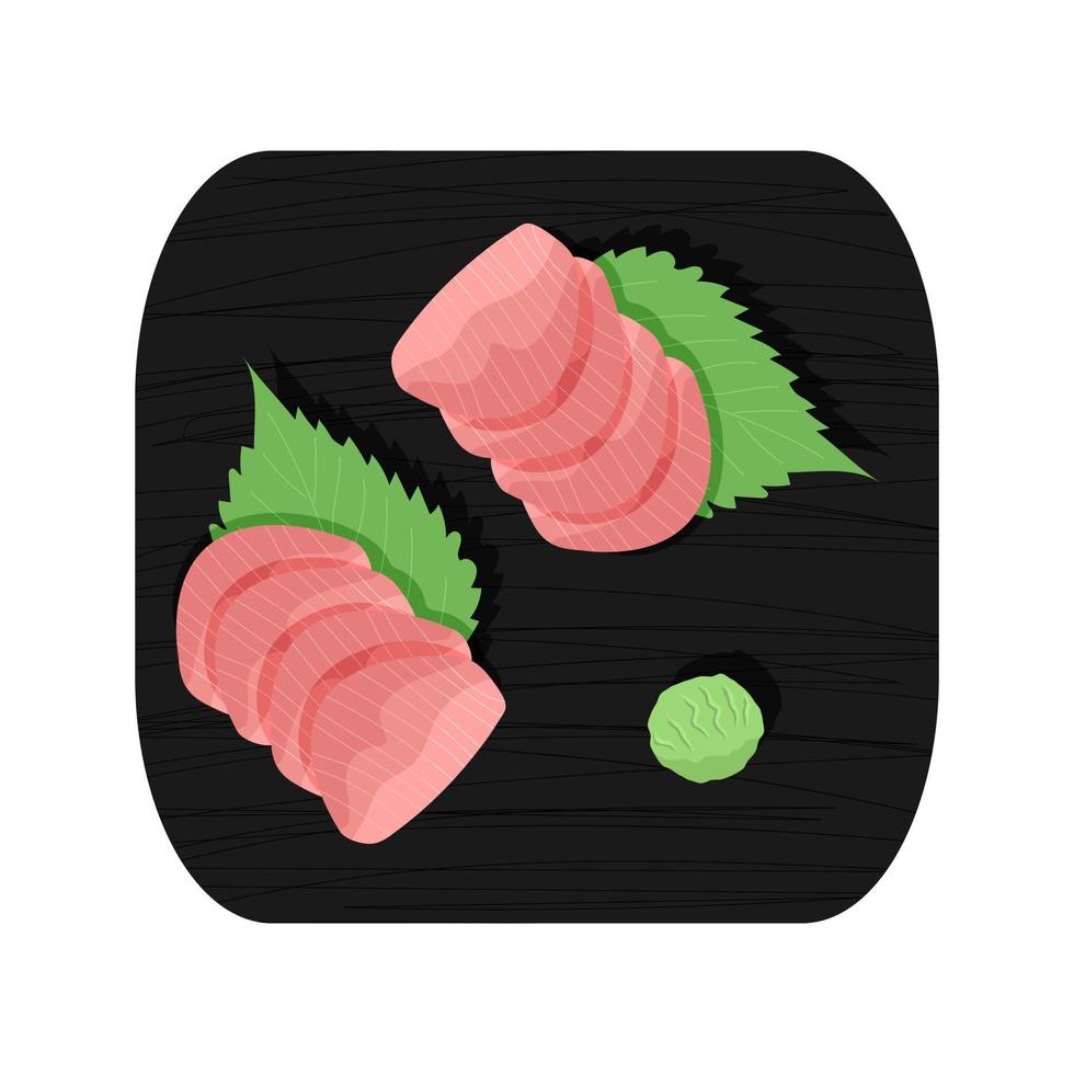 Sashimi de cola amarilla de hamachi servido en la ilustración de vector de placa