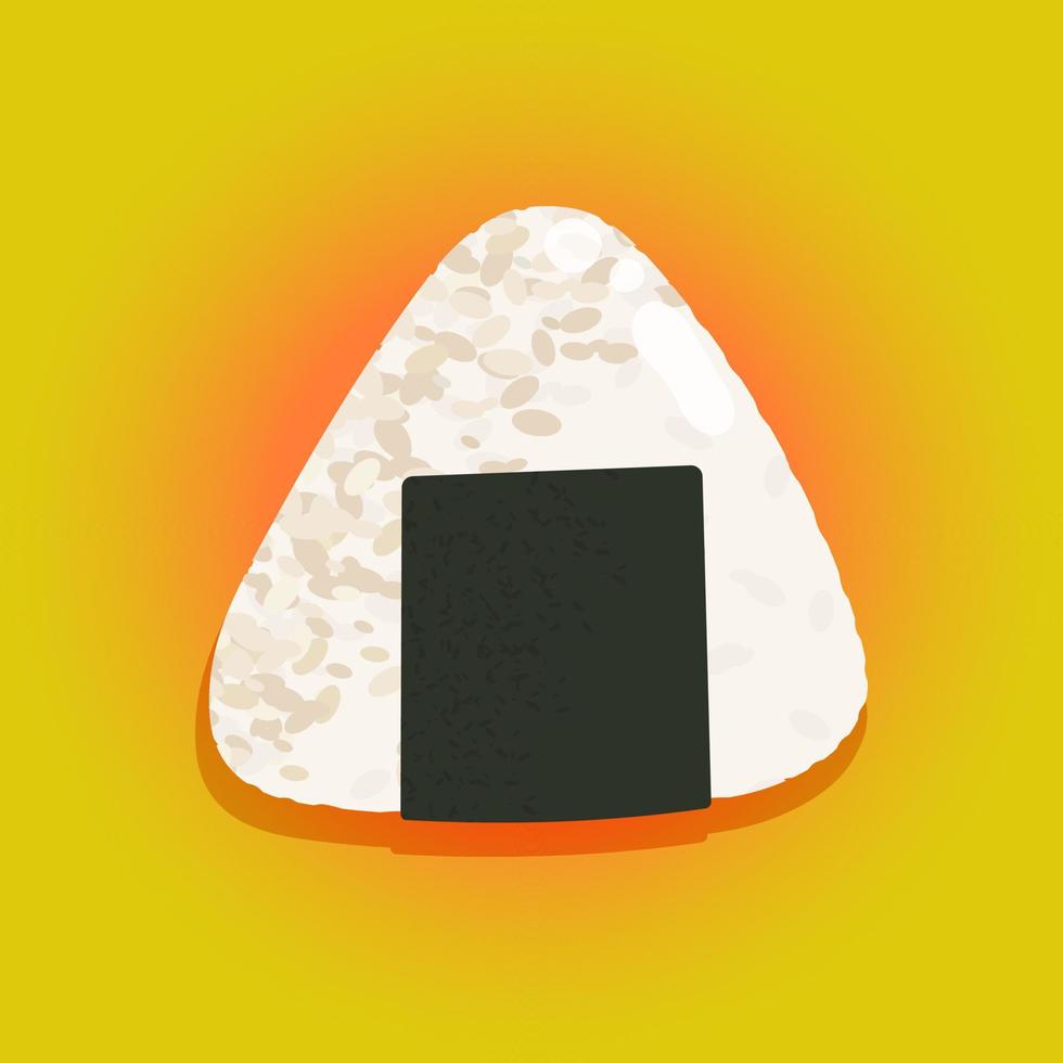 ilustración de vector de bola onigiri tradicional aislada sobre fondo degradado