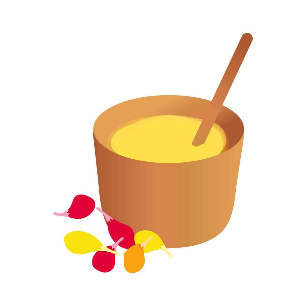 Mantequilla de ghee en taza de madera ilustración vectorial aislado en blanco vector