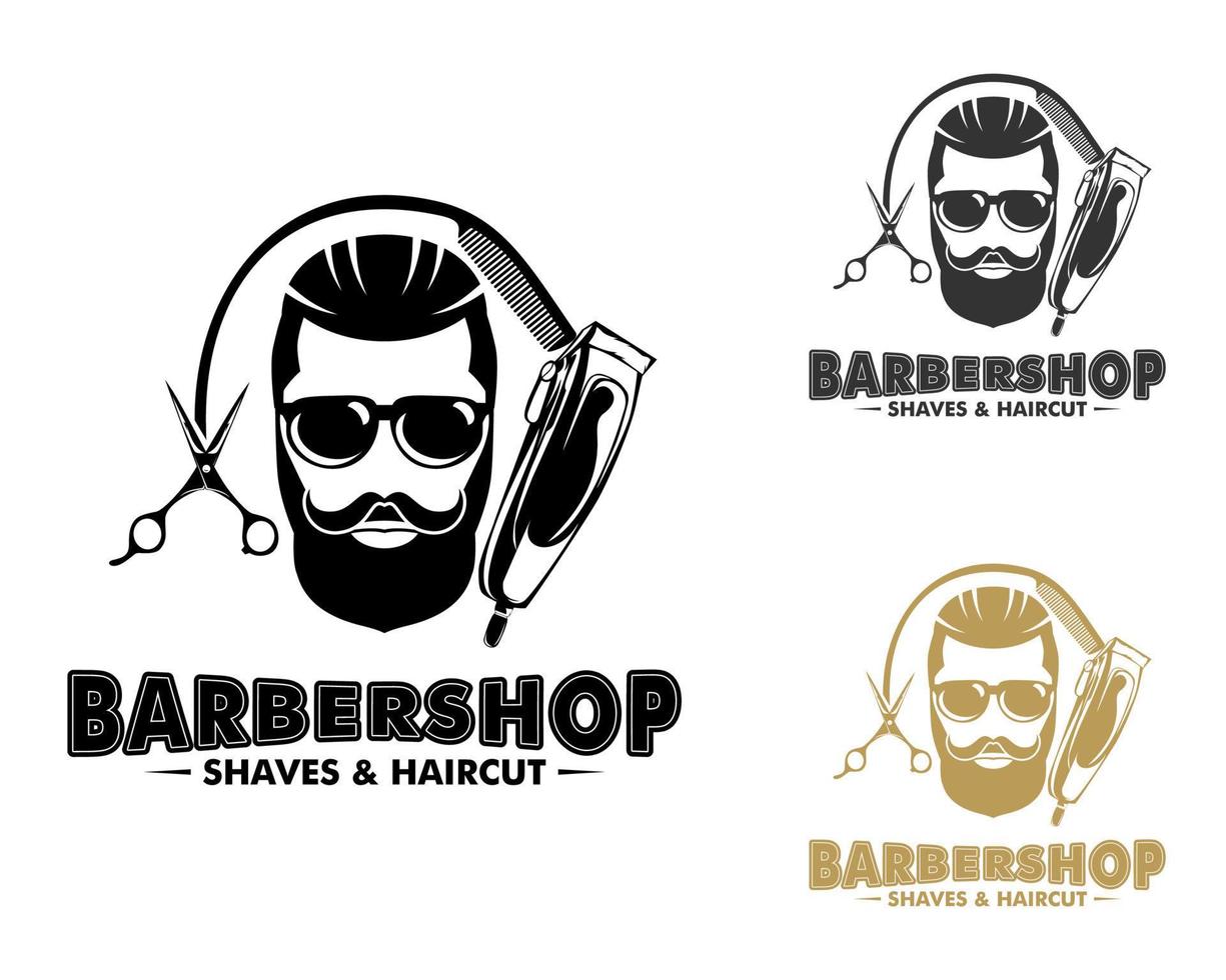 conjunto de vector de logotipo de barbería, elegante logotipo de barbero