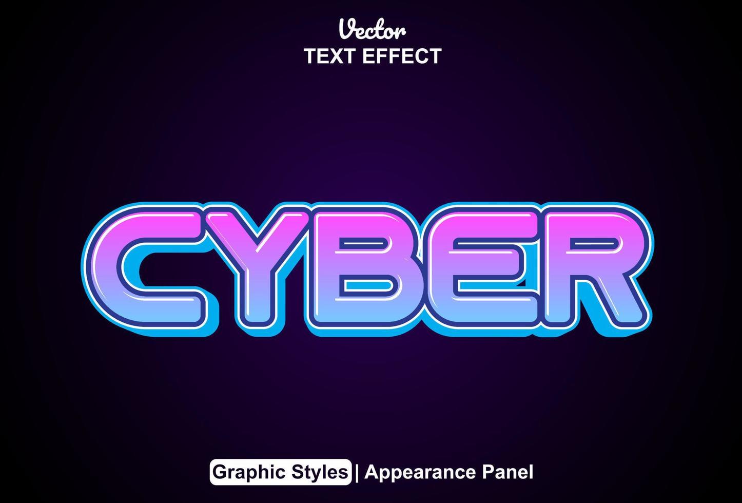 cyber text effect with graphic style and editable. vector