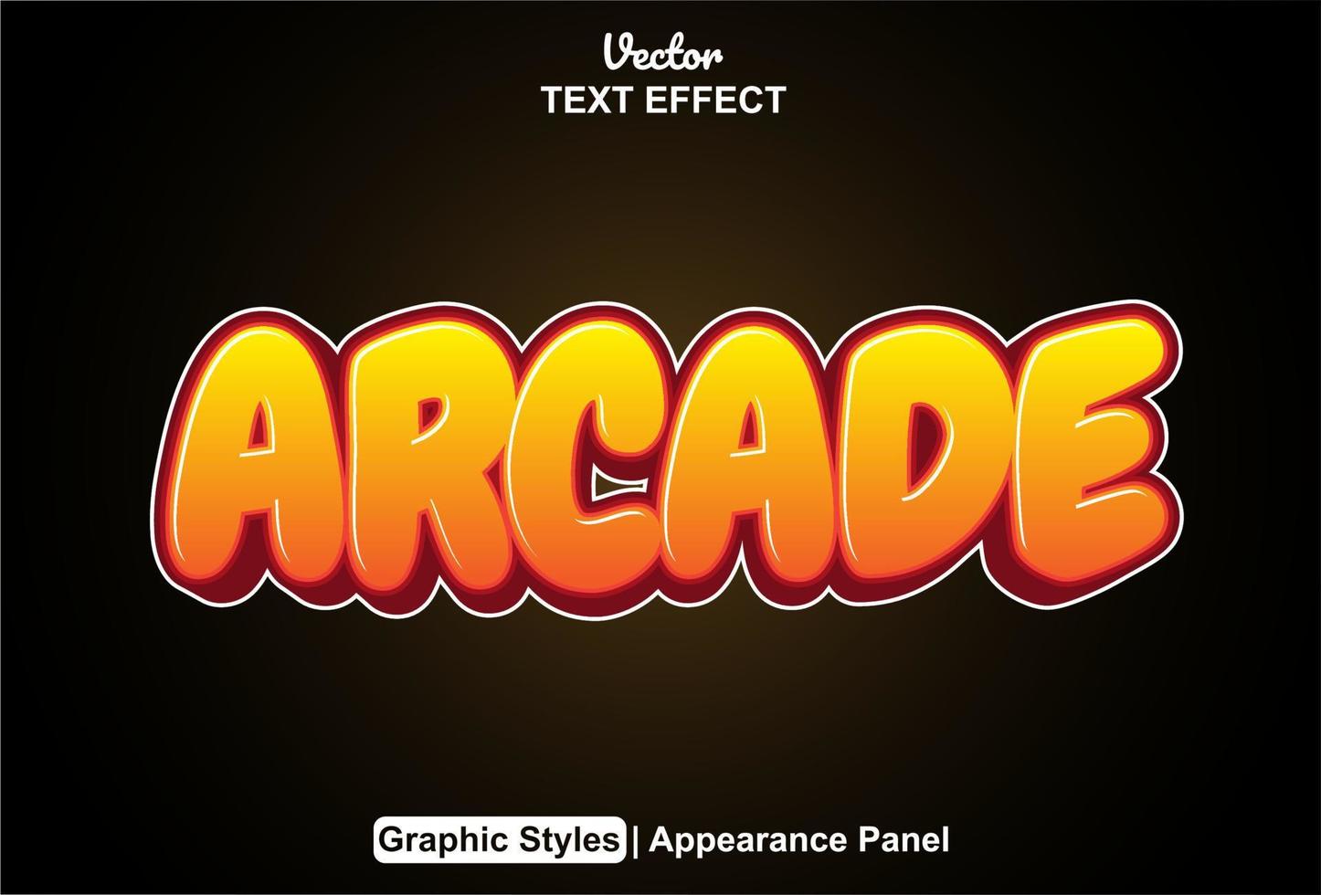 efecto de texto arcade con estilo gráfico y editable. vector