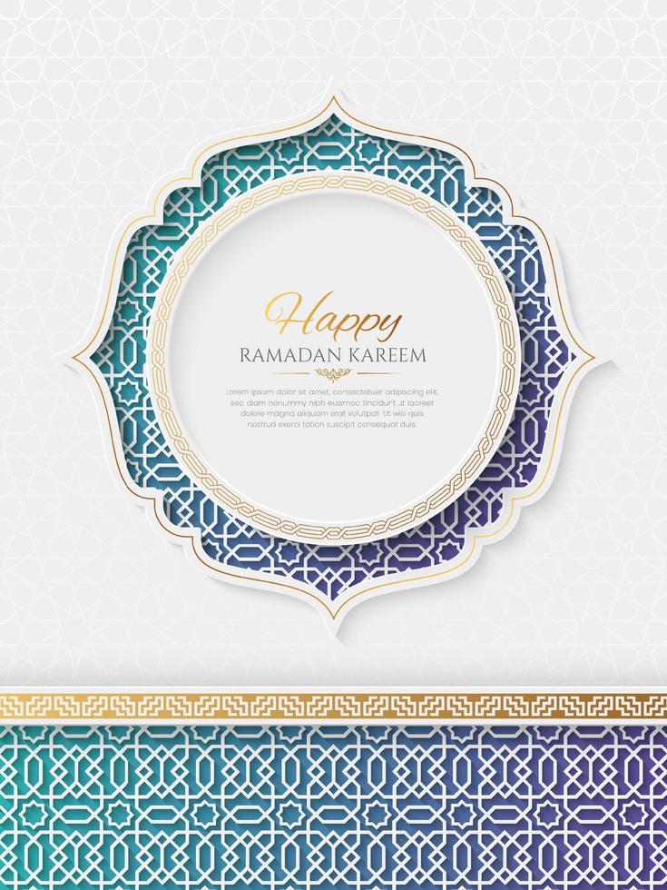 Ramadan Kareem Golden Luxury Islamic Social Media Post with Arabic Style Pattern and Photo Frame vector