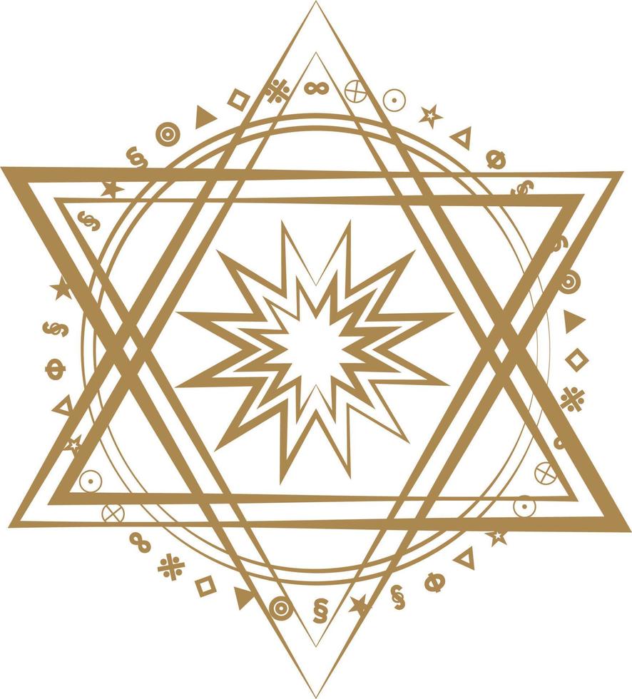 Magic circle, Mystical geometry symbol. Linear alchemy, occult, philosophical sign. vector