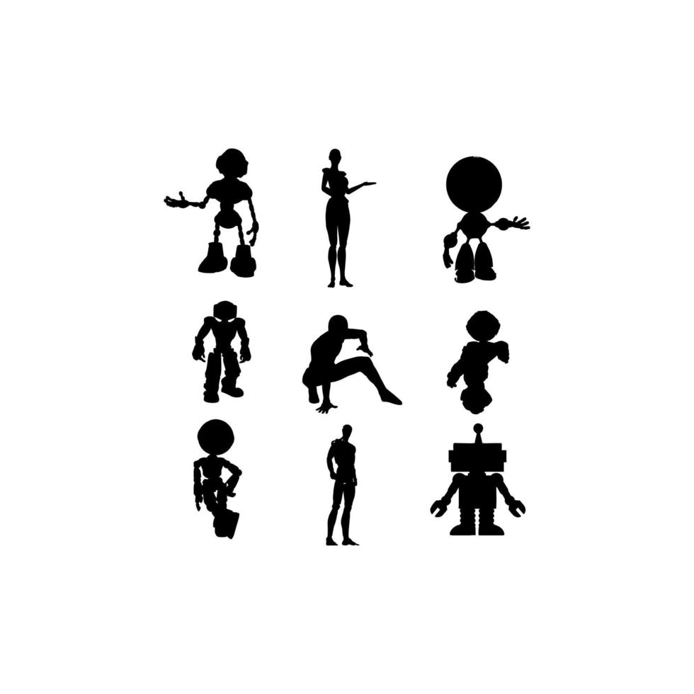 robot technology silhouette design icon vector