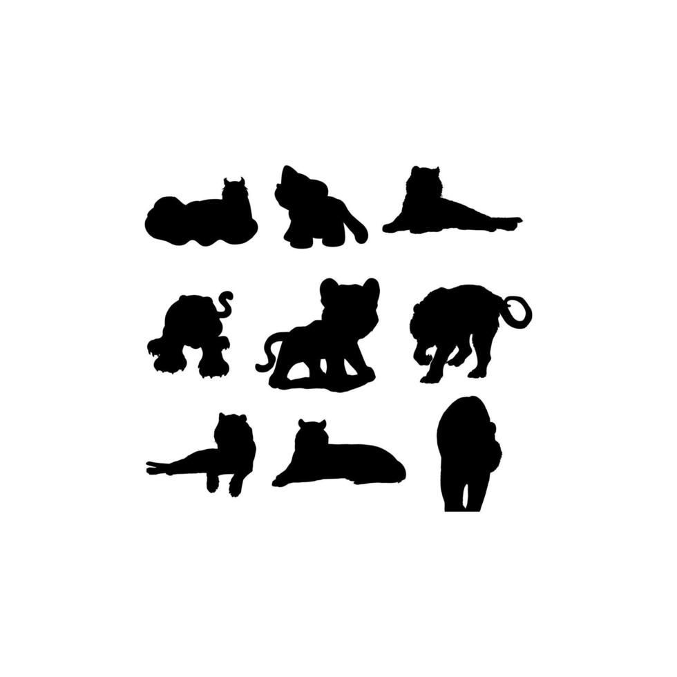 tiger set silhouette creative design vector