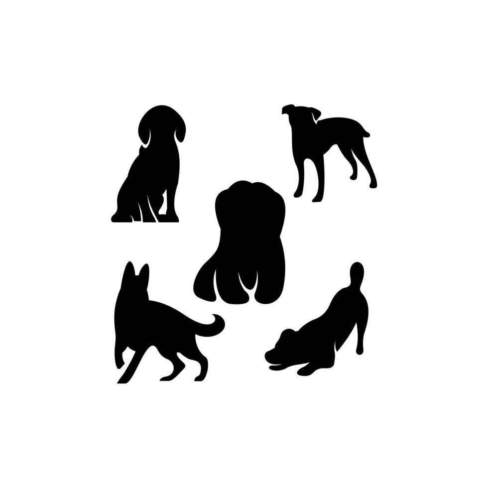 perro, conjunto, silueta, icono, logotipo vector