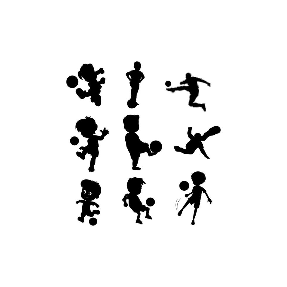 soccer human set silhouette design vector