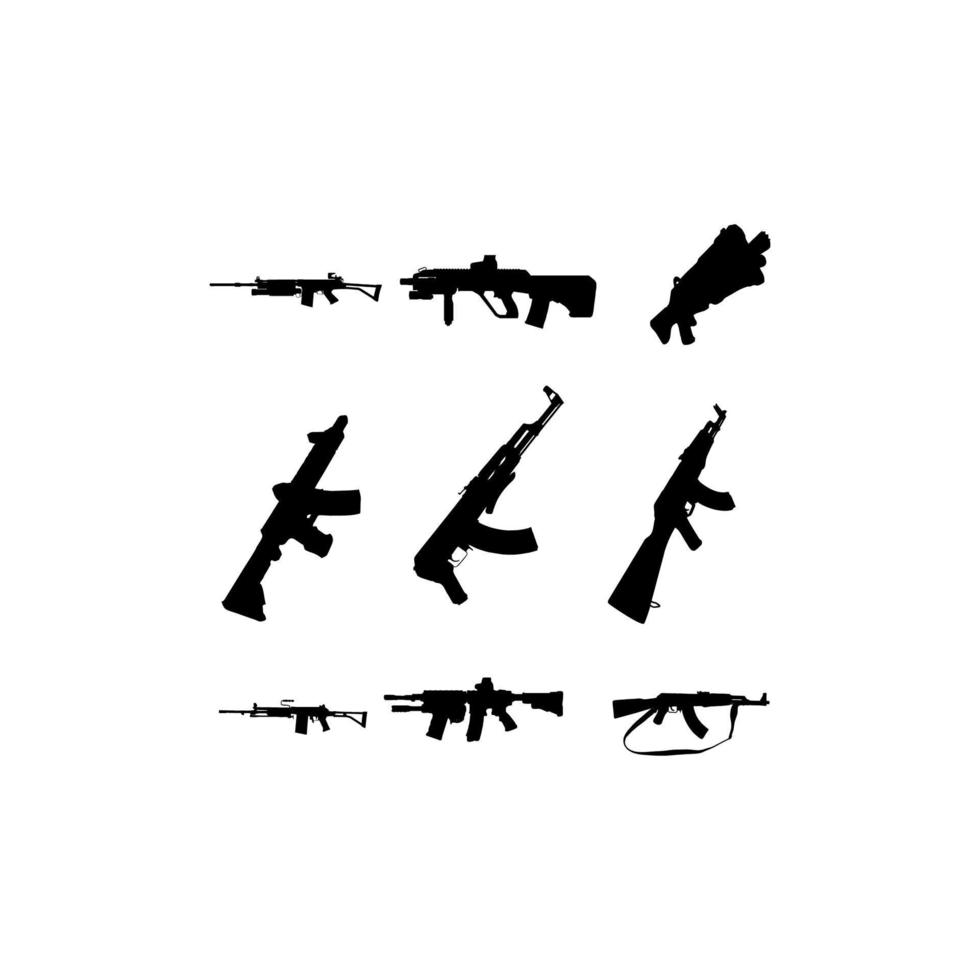 riffle gun silhouette set collection vector