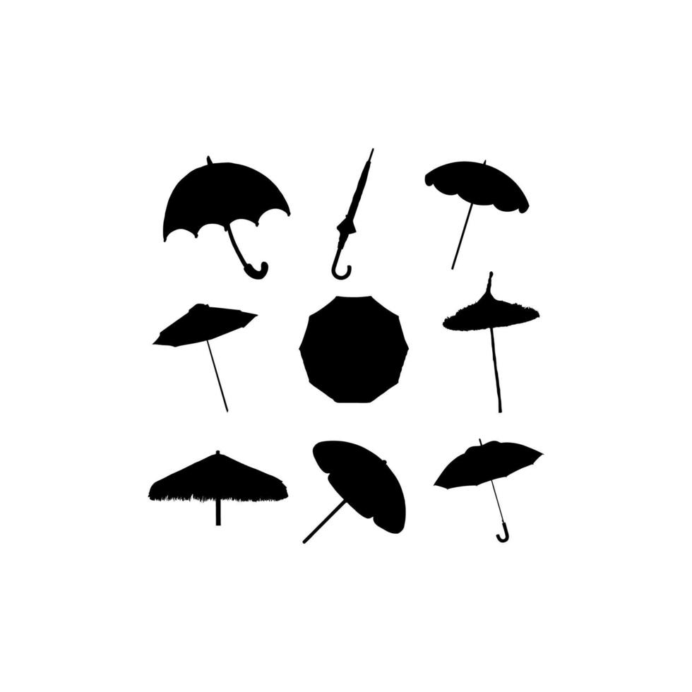 umbrella silhouette icon set creative design vector