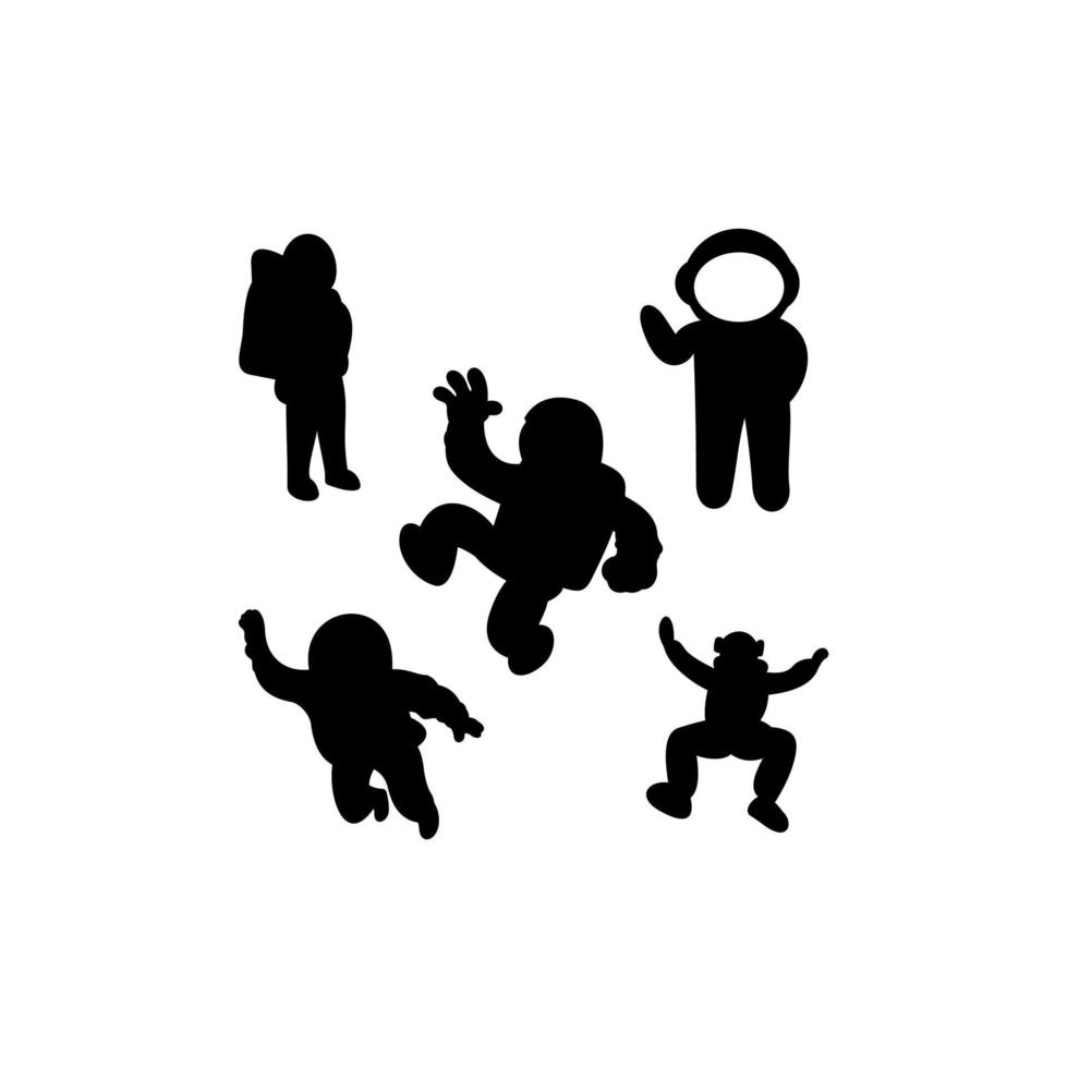 astronout set silhouette icon logo vector