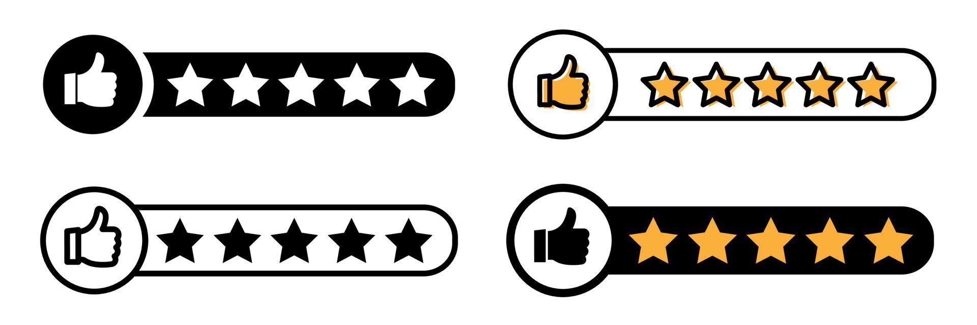 reputación 5 pulgares arriba icono de estrella. icono de revisión del cliente, evaluación de calidad, comentarios. ilustración vectorial aislada. vector