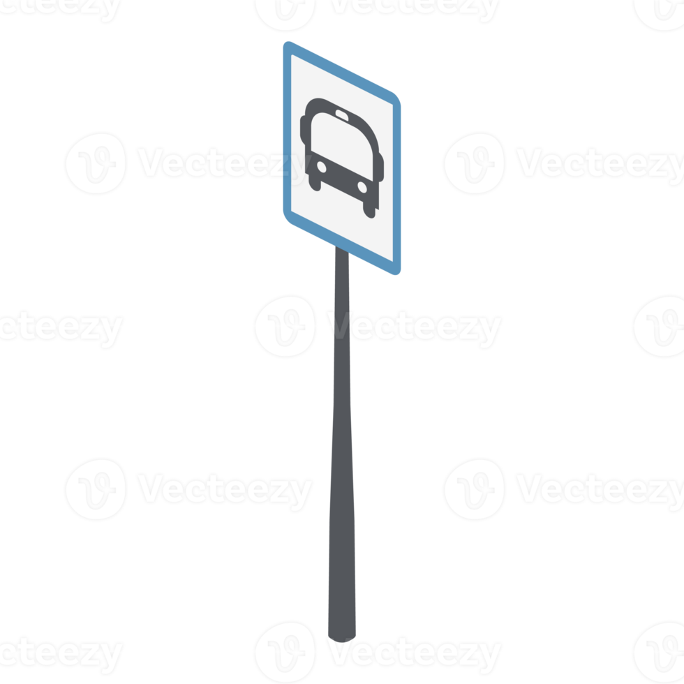 isometric traffic sign bus stop 3d universal scenary collection set png
