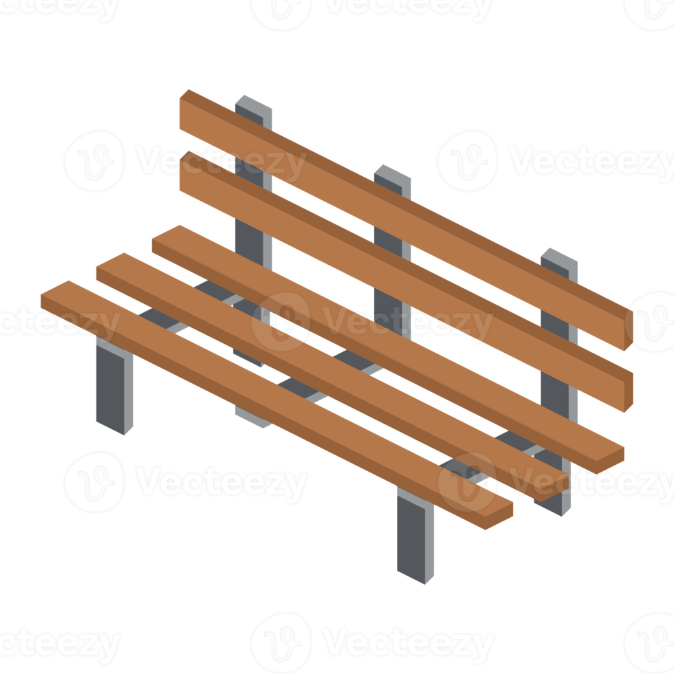 chaise de jardin isométrique avec dossier ensemble de collection de scènes universelles 3d png