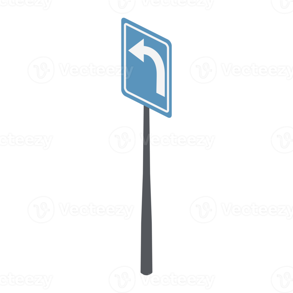 isometric traffic sign turning left 3d universal scenary collection set png