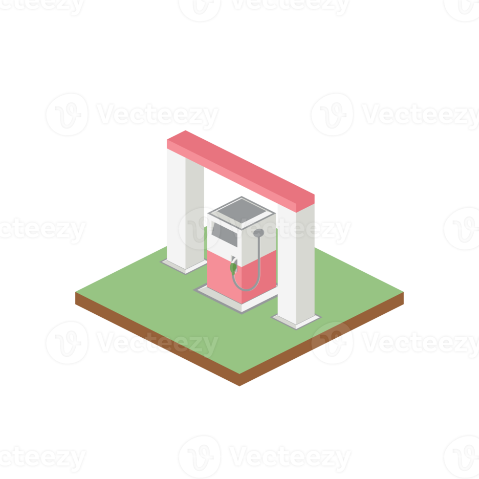 isometrische tankstelle 3d universelles szenisches sammlungsset png