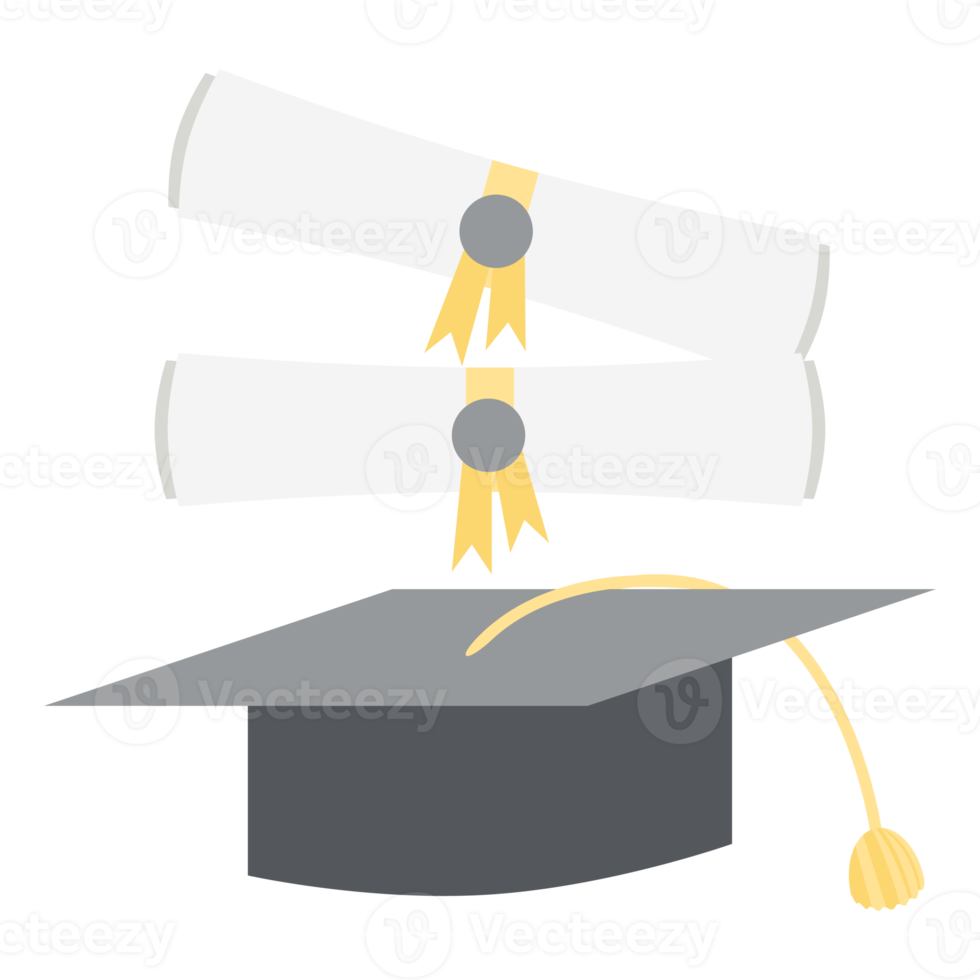 graduation hat with diploma certificate roll png